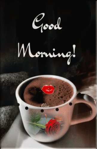 Good Morning Coffee Red Rose Kiss GIF -Good Morning Images, Quotes, Wishes, Messages, greetings & eCard Images