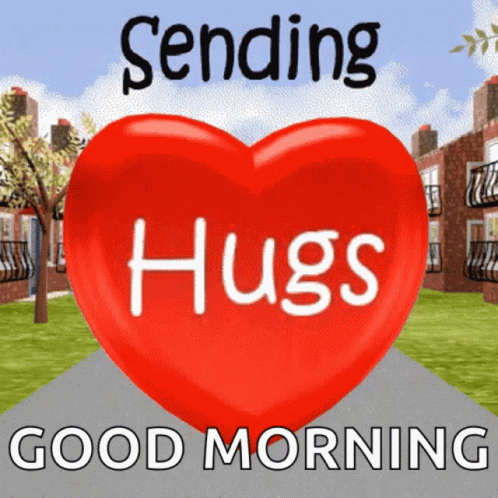 Good Morning Sending Red Love Heart Hugs Gif - Good Morning Images, Quotes, Wishes, Messages, greetings & eCard Images