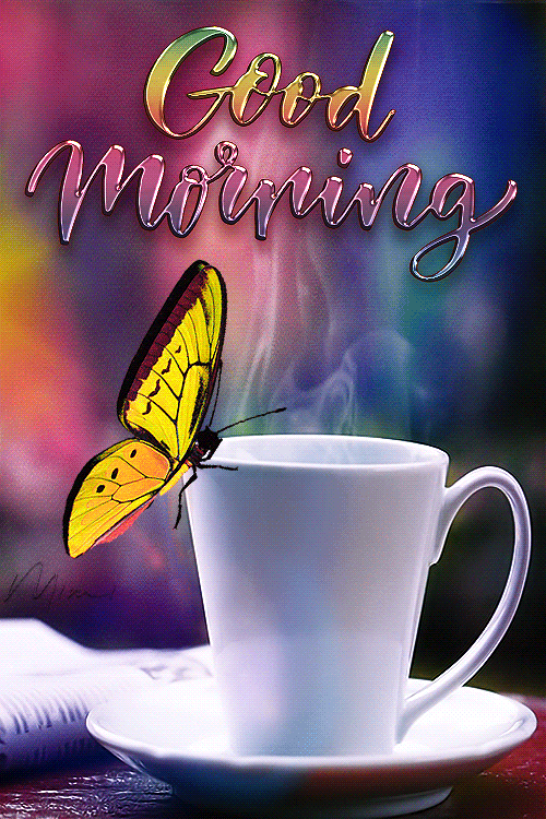 Good Morning Yellow Butterfly GIFs - Good Morning Images, Quotes, Wishes, Messages, greetings & eCard Images