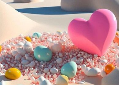Good Morning colorful Hearts on the Beach Images