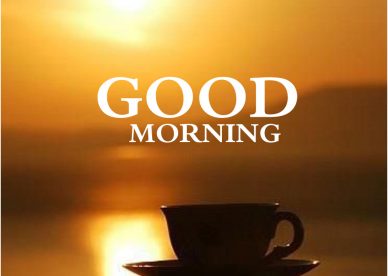 Good morning coffee image with a beautiful sunrise